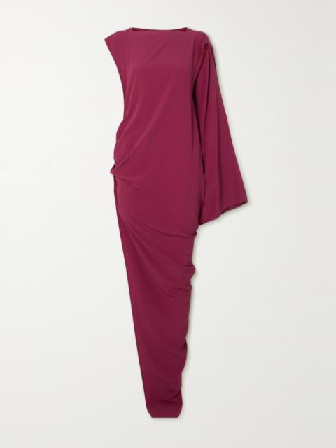 Rick Owens Edfu One-sleeve Draped Crepe De Chine Gown