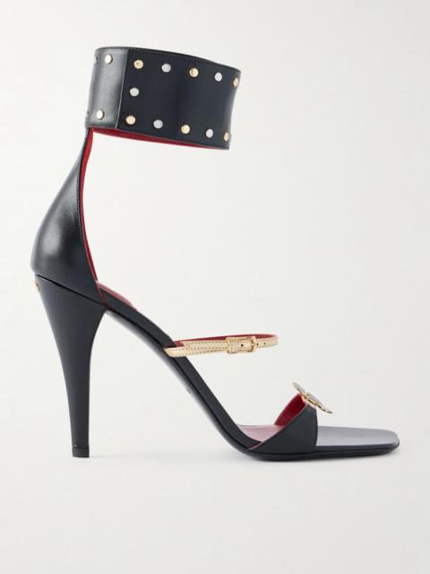 Valentino Cuffie enamelled flower high heel sandals Black
