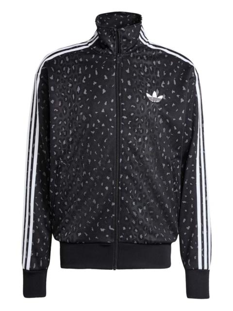 adidas leopard-print zip-up sweatshirt