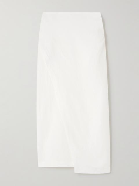 FAITHFULL Suis Wrap-effect Linen Midi Skirt