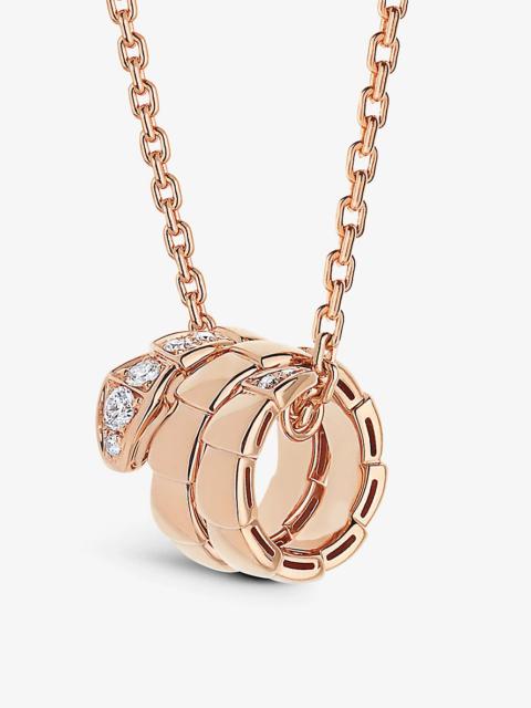 BVLGARI Serpenti Viper 18ct rose-gold and 0.13ct round-cut diamond pendant necklace