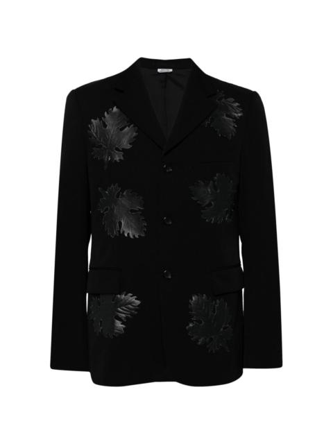 leaf-appliqué wool blazer