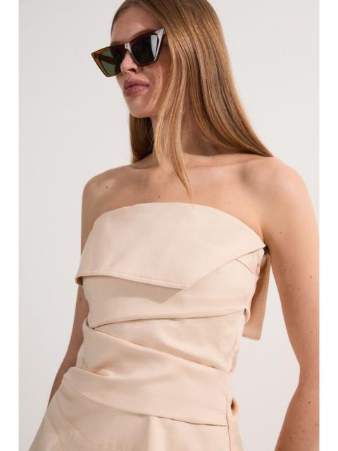 KAREN MILLEN Premium Linen Structured Pleated Tailored Bandeau Top