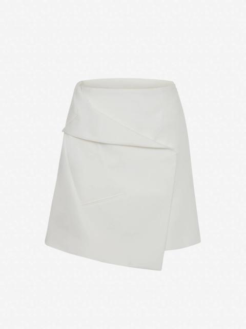 Alexander McQueen Women's Asymmetric Mini Skirt in Soft White