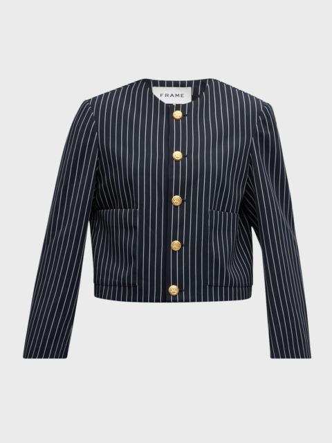 FRAME Pinstripe Button-Front Jacket
