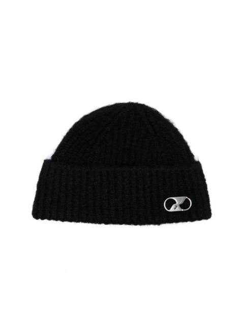 We11done logo-plaque ribbed beanie