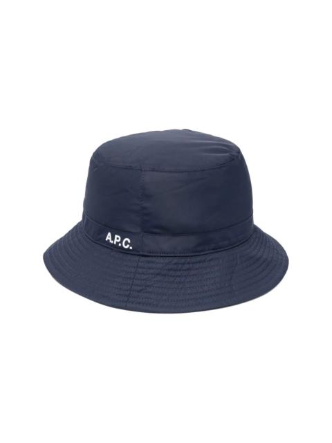 logo-print padded bucket hat