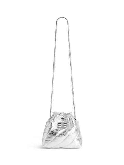 BALENCIAGA Women's Crush Xs Tote Bag Metallized Quilted in Silver