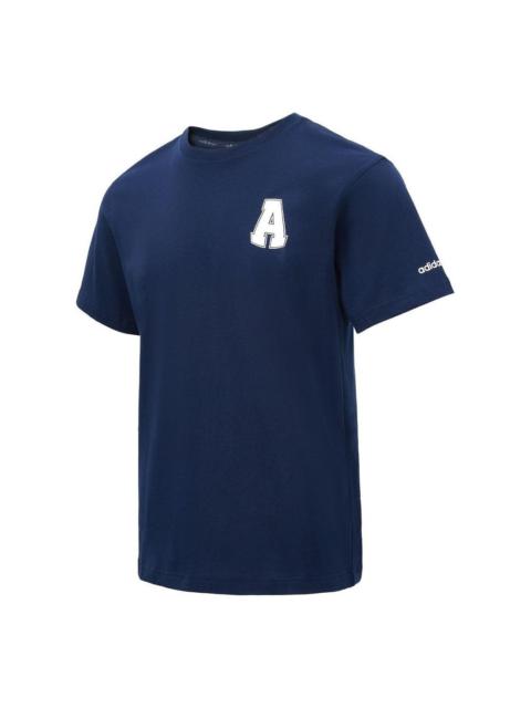 adidas Letter Printed T-Shirt Asia Sizing 'Navy White' JD1431