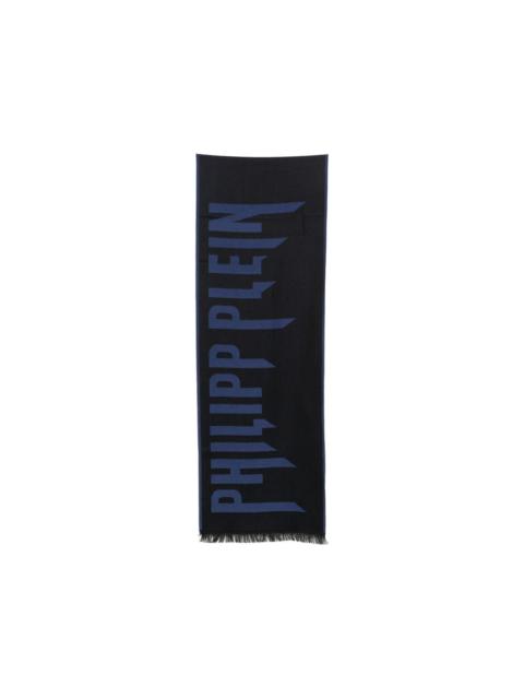 PHILIPP PLEIN logo-print frayed scarf