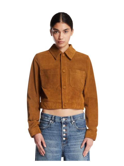 FRAME The Suede Small Jacket Beige