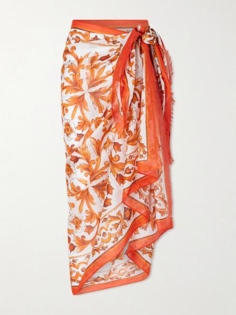 Dolce & Gabbana Maiolica Printed Cotton Pareo