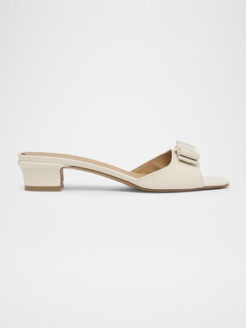 FERRAGAMO Vanilla Patent Leather Bow Mules