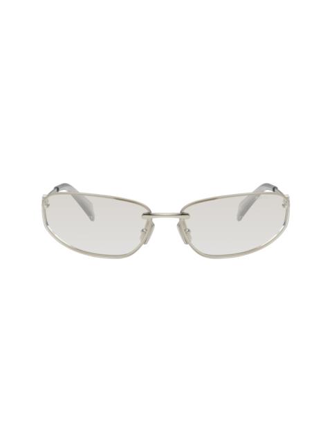 Miu Miu Silver Rimless Metal Oval Sunglasses
