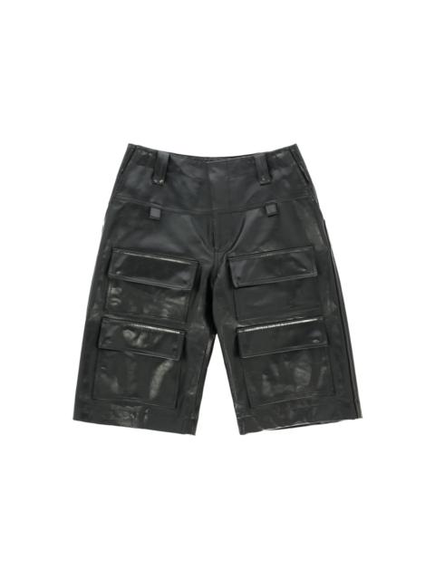 FRONT POCKET LEATHER CARGO SHORTS