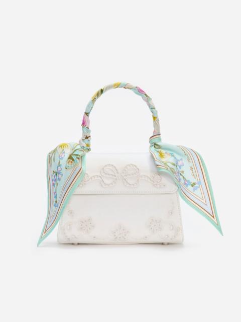 self-portrait Cream Linen Mint Floral Mini Bag