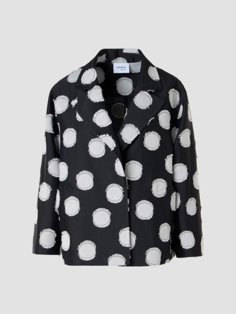 AKRIS Women's Fringed Polka Dot Jacquard Coat - Black Cream