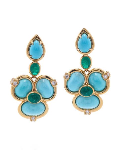 DAVID WEBB Turquoise Shangri-La Earrings