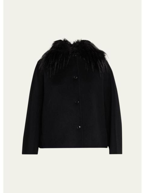Loulou de Saison Rafe Faux Fur Collared Wool-Cashmere Jacket