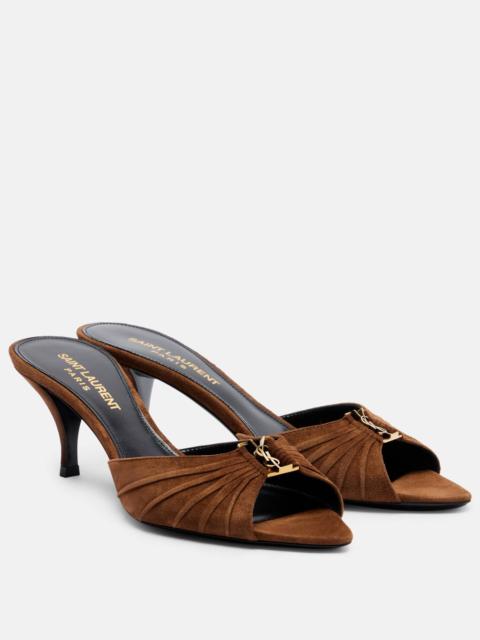 SAINT LAURENT Babylone Cassandre suede mules