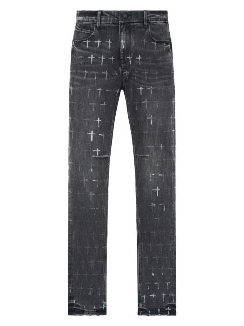 RTA Men's Bryant Logo-Printed Skinny Jeans - Noir Coated Grey