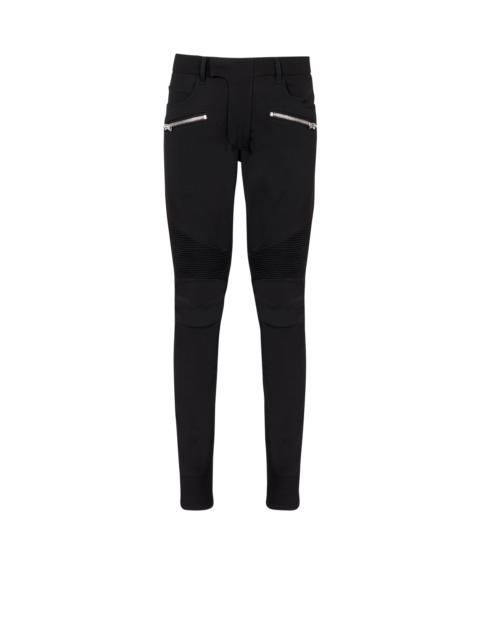 Balmain Tailored biker trousers in stretch grain de poudre