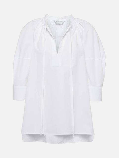 Capri puff-sleeve cotton blouse