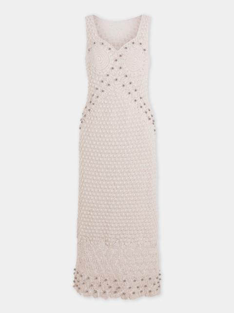 rabanne HANDMADE MIDI DRESS IN ECRU CROCHET