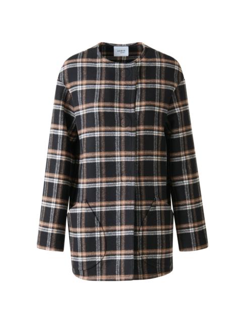 AKRIS Women's Plaid Double-Faced Wool Coat - Black Camel Cream
