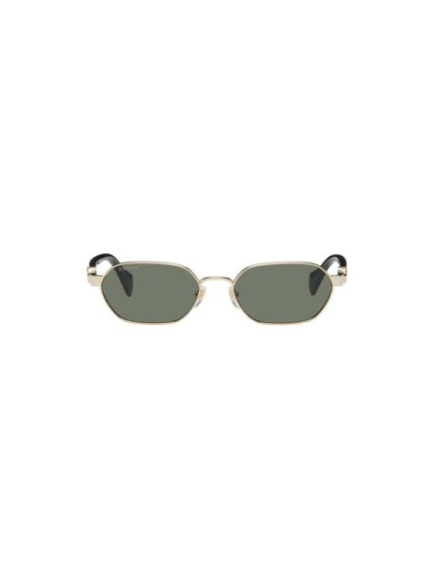 GUCCI Gold & Black Round Sunglasses