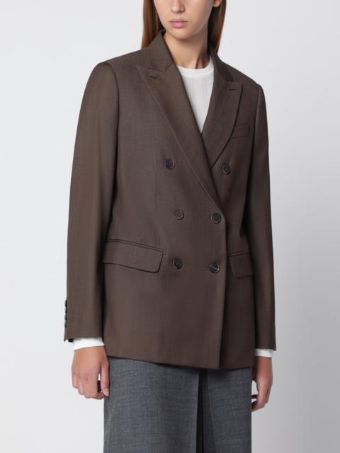 Max Mara Leather brown double-breasted wool jacket