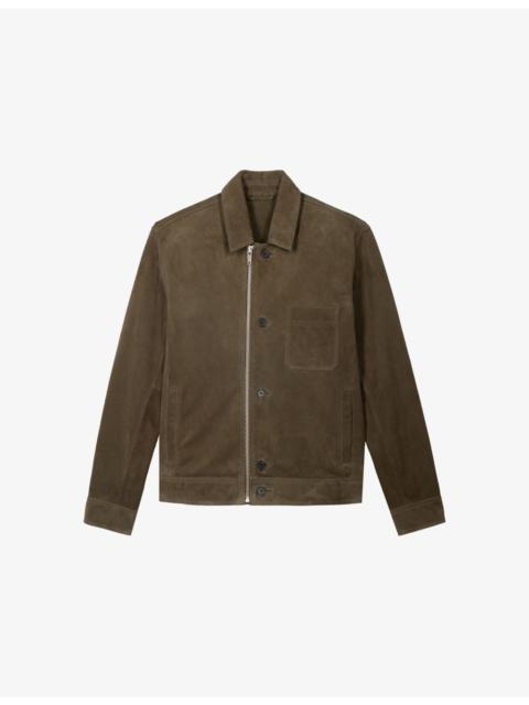 The Kooples Chest-Pocket Zip-Up Suede Jacket