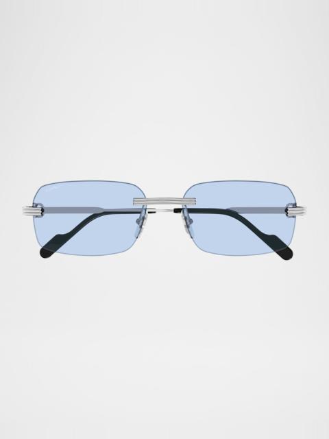 Cartier Men's Rimless Rectangle Metal Sunglasses