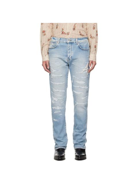 AMIRI Blue 'AMIRI' Repaired Slim Jeans