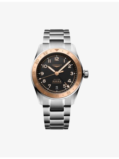 Longines L3.803.5.53.6 Spirit Zulu Time 1925 Stainless-Steel and 18ct Rose Gold Cap 39mm Automatic Watch