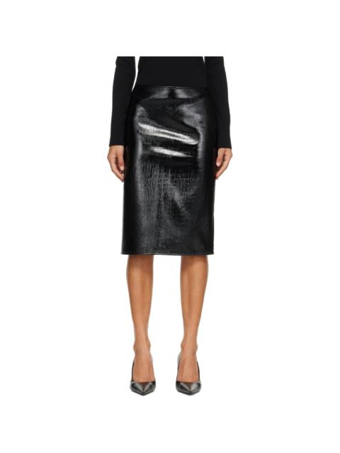 courrèges Black Croc-Embossed Vinyl Miniskirt