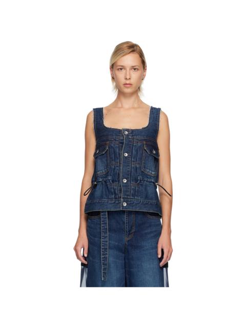 sacai Blue Square Neck Tank Top
