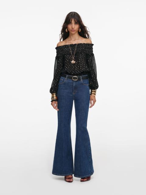 self-portrait Black And Gold Chiffon Top