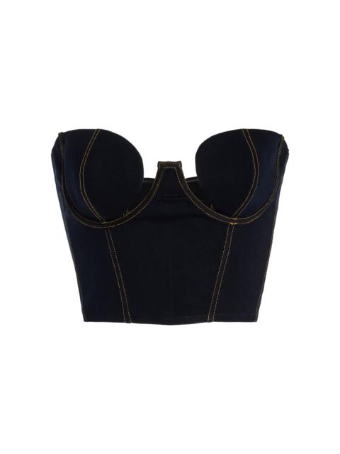 NENSI DOJAKA Cropped Denim Corset Top black