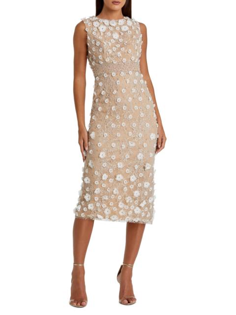 MAC DUGGAL Women's Floral-Appliqué Sleeveless Cocktail Dress - Ivory Beige