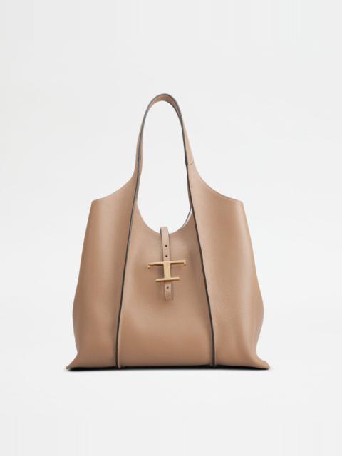 Tod's T TIMELESS SHOPPING BAG IN LEATHER MEDIUM - PINK
