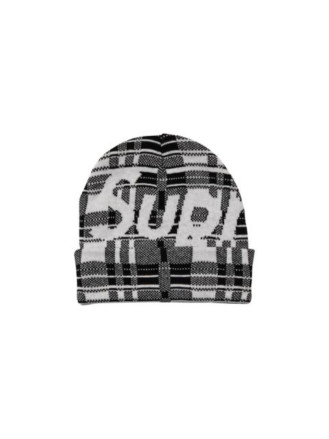 Supreme Big Logo Beanie 'White Plaid'