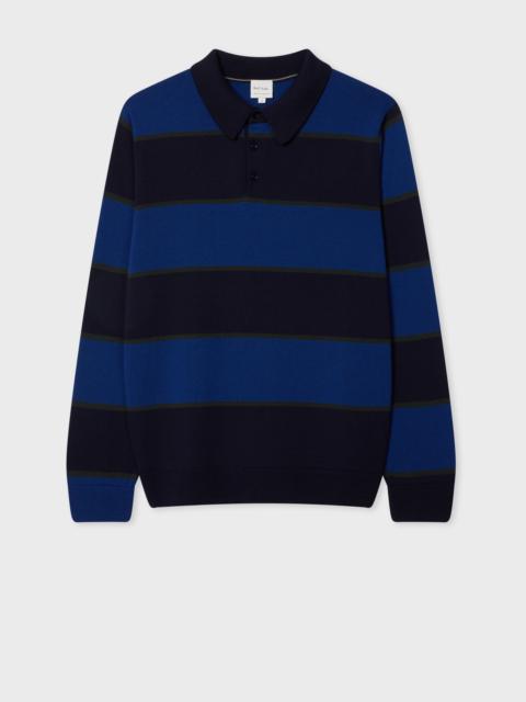 Paul Smith Cobalt Merino Wool Stripe Rugby