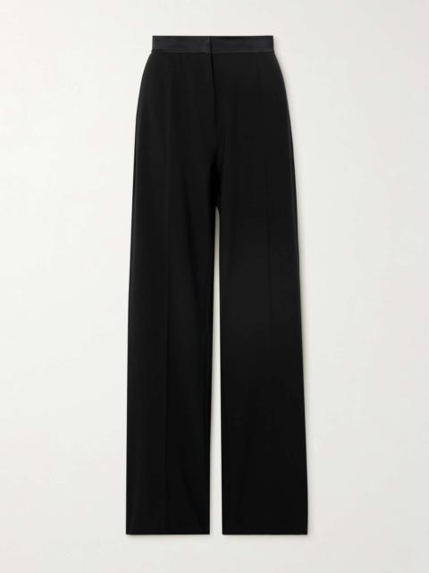 NENSI DOJAKA Satin-trimmed crepe wide-leg pants