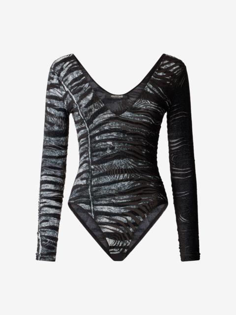 Roberto Cavalli Bodysuit With Zebra And Tiger Skin Design