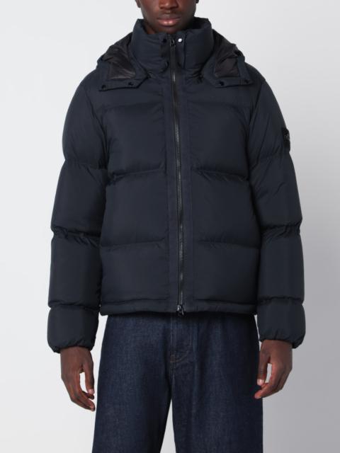 Stone Island Navy blue zip-up down jacket in ripstop nylon