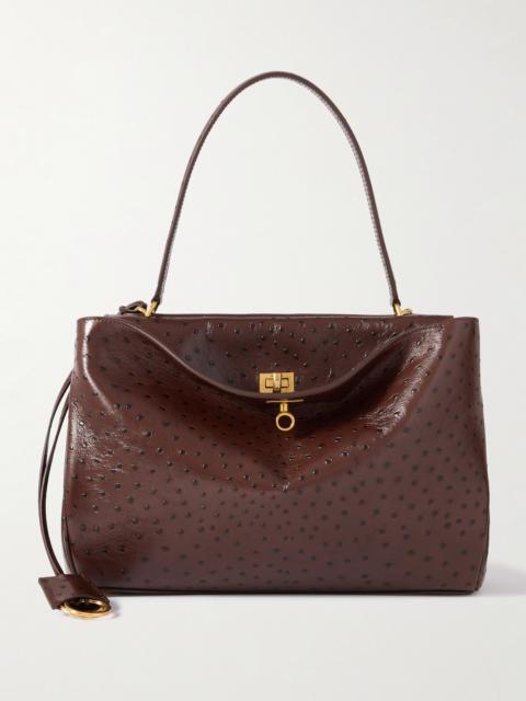 BALENCIAGA Rodeo Medium Ostrich-effect Leather Shoulder Bag