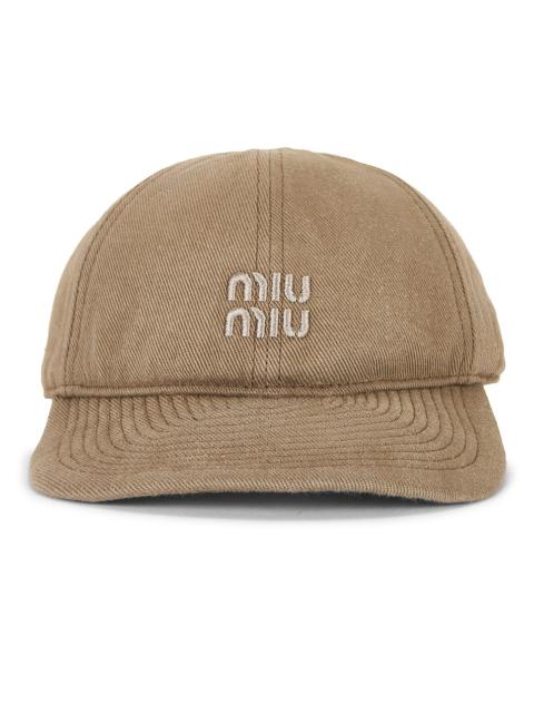 Miu Miu Drill Washed Soft Calf Baseball Cap