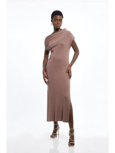 KAREN MILLEN Cashmere Blend One Off The Shoulder Maxi Dress
