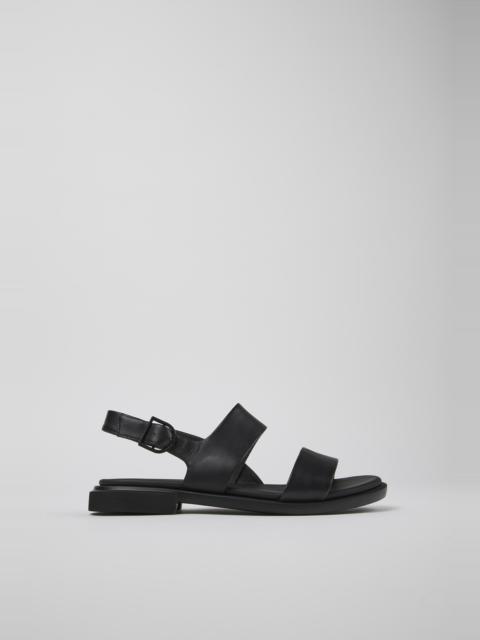 CAMPER Edy Black Leather Sandals for Women.